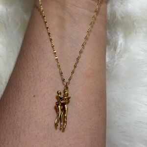 Gold Dainty Human Figure Pendant Necklace